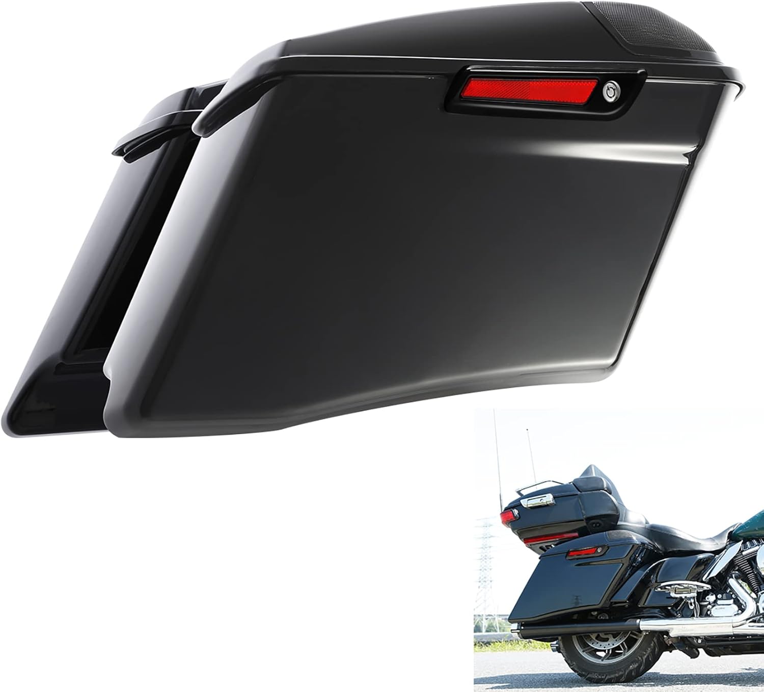TCT-MOTORPARTS – Alforjas rígidas para motocicletas, 4 pulgadas más extensas, color negro vívido