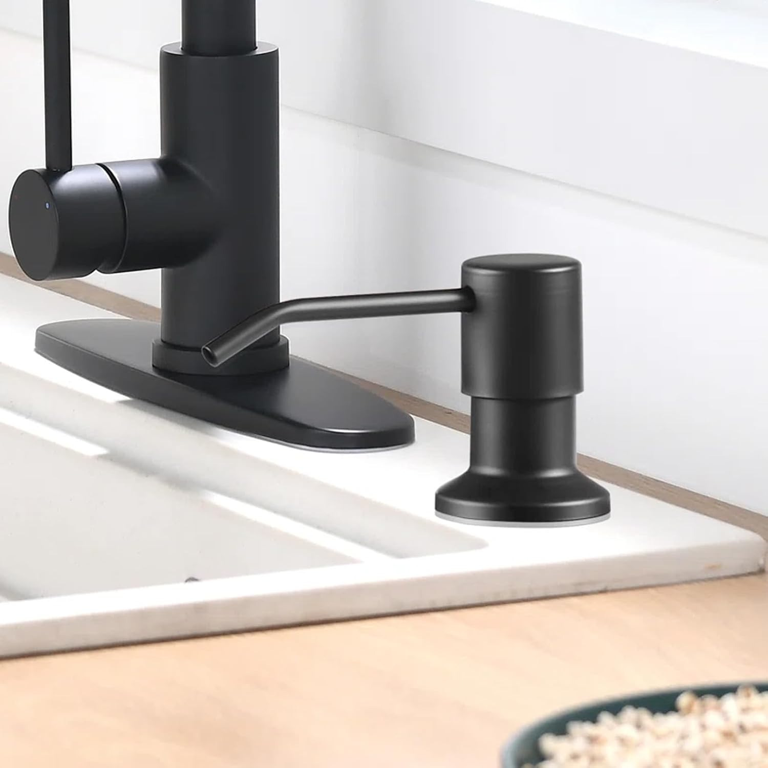 JZBRAIN Dispensador de jabón integrado para recambio de fregadero de cocina de The Top Bar Fregadero de encimera, dispensador de jabón para platos,