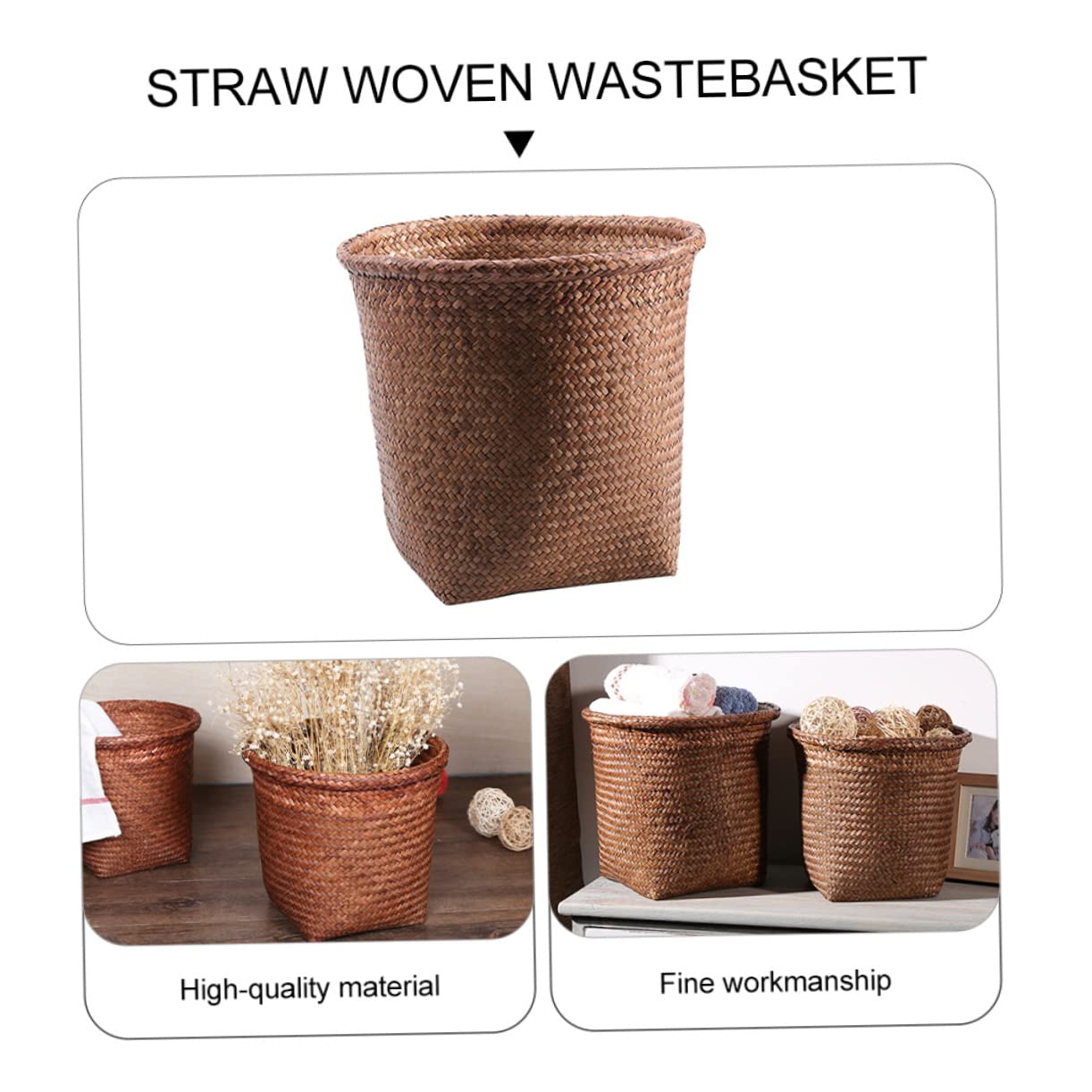 HOOTNEE Cesta de almacenamiento de mimbre para papas y cebollas, cesta de lavandería, cesta de basura rosa, soporte para brochas de maquillaje,