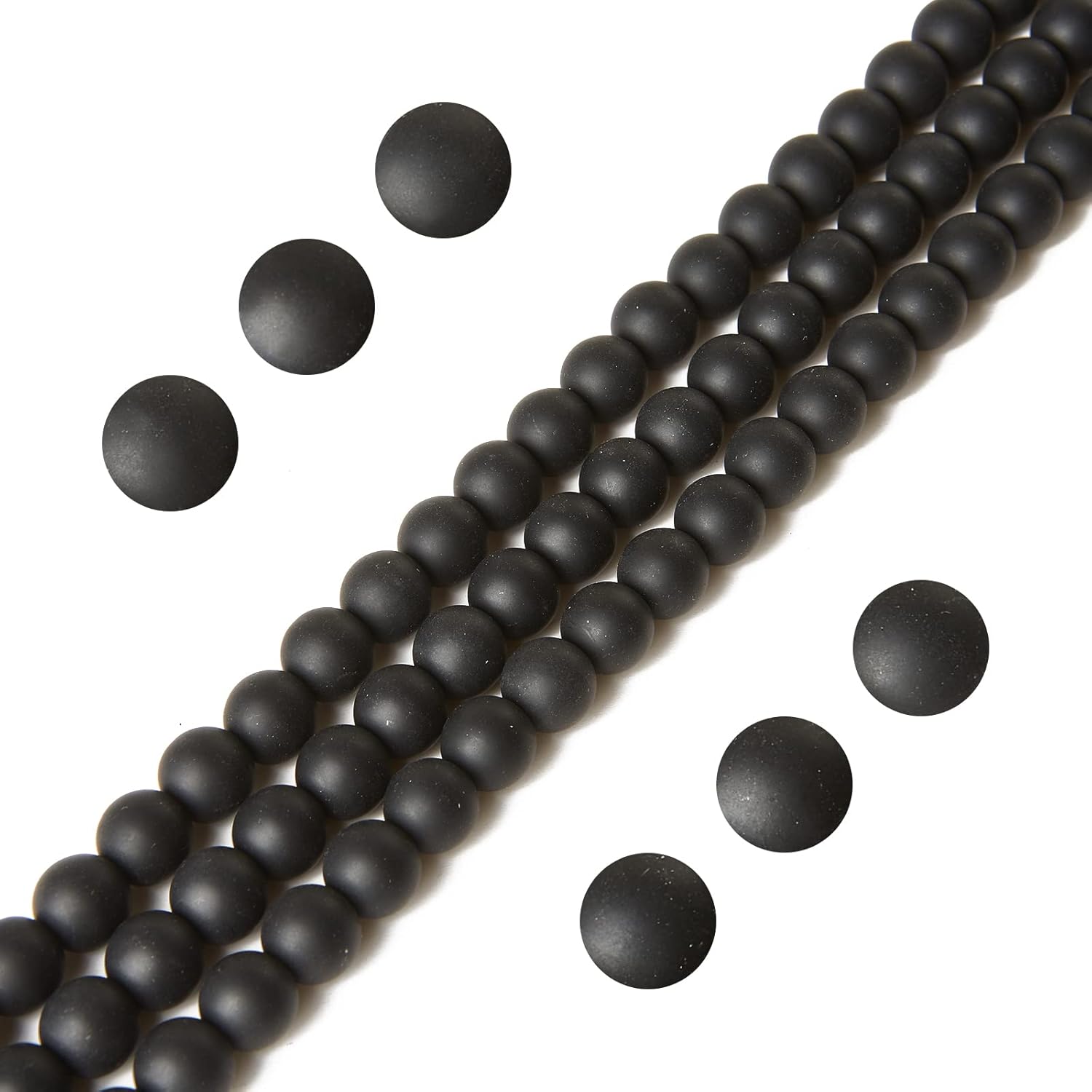100 cuentas redondas sueltas de color negro mate de 0.236 pulgadas para hacer joyas