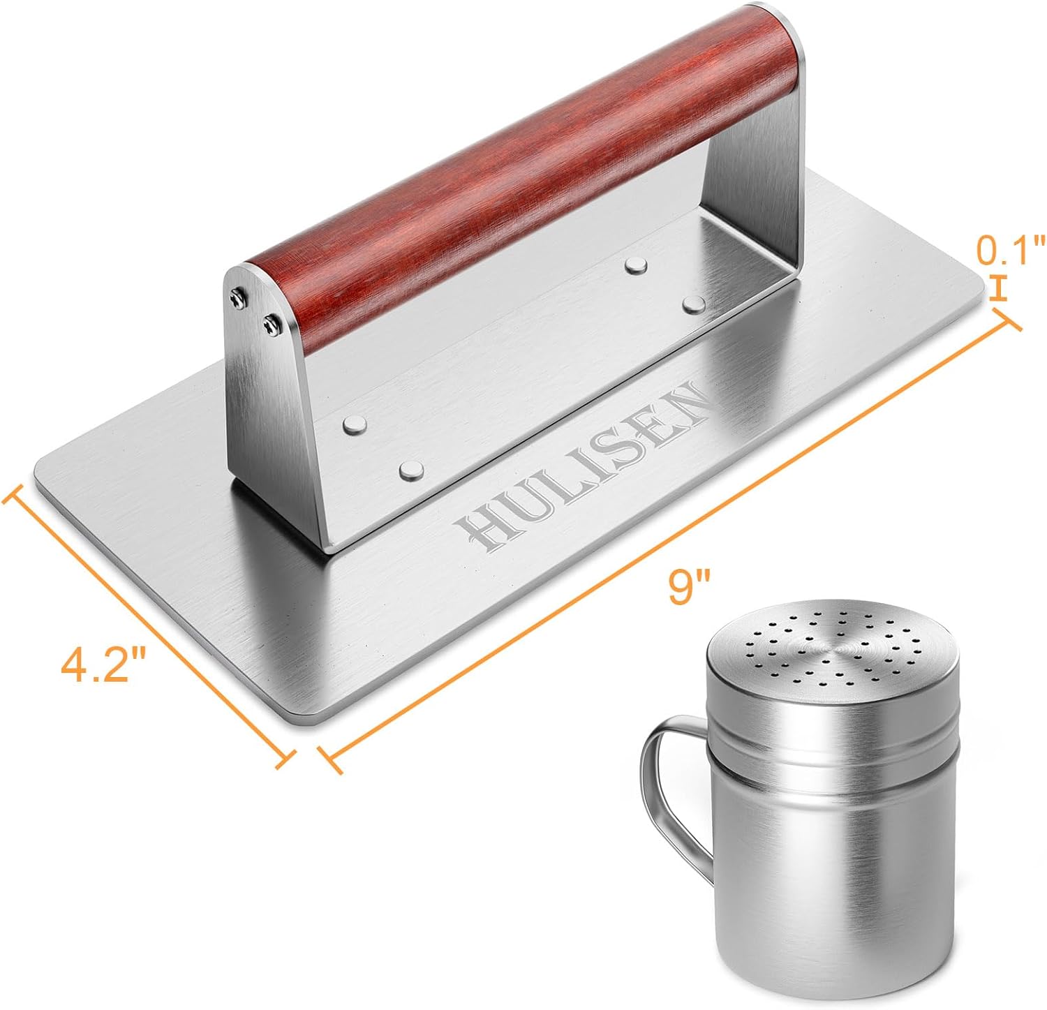 HULISEN Accesorios de plancha para Blackstone, prensa de hamburguesas resistente con kit de coctelera de draga de especias, triturador de