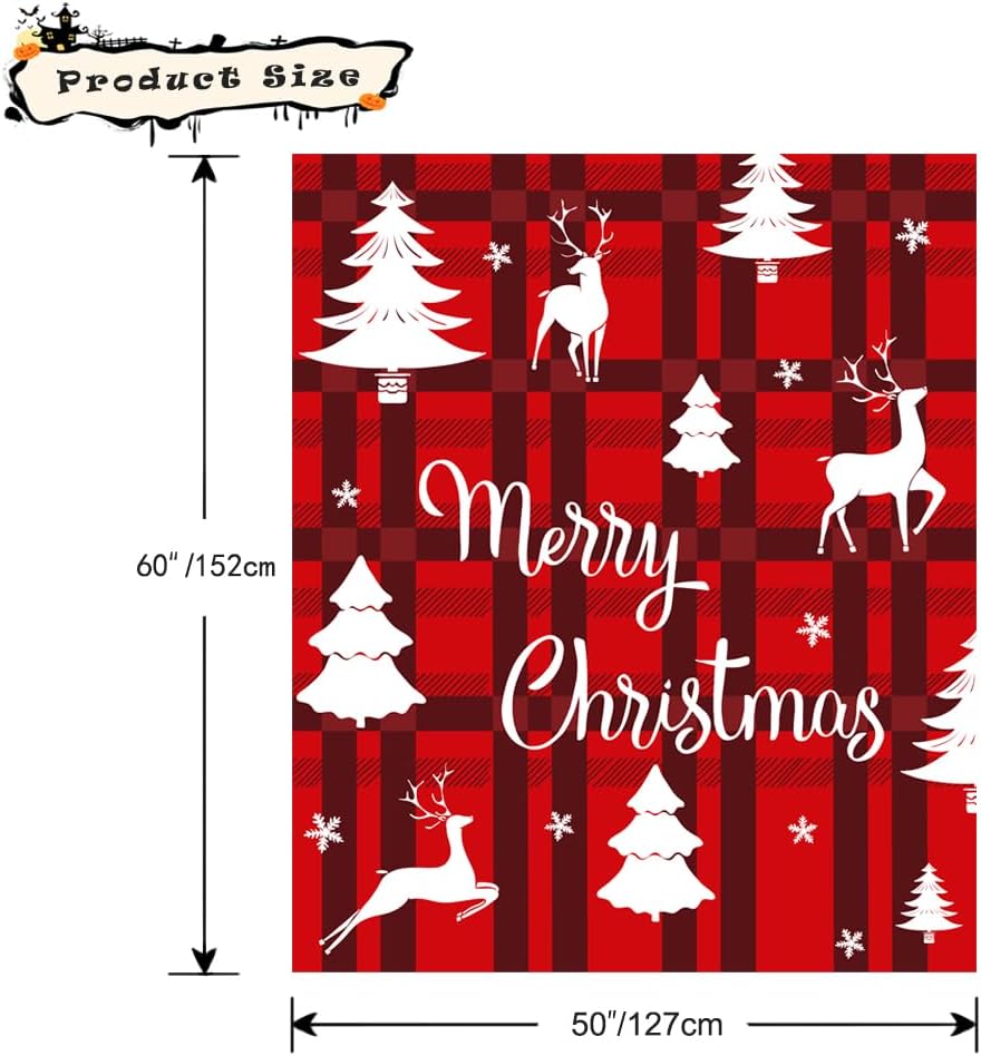 Manta de Navidad a cuadros rojos, manta de Navidad para sofá, cama, suave, acogedora, ligera, mullida, de forro polar, decorativa, 50 x 60-01