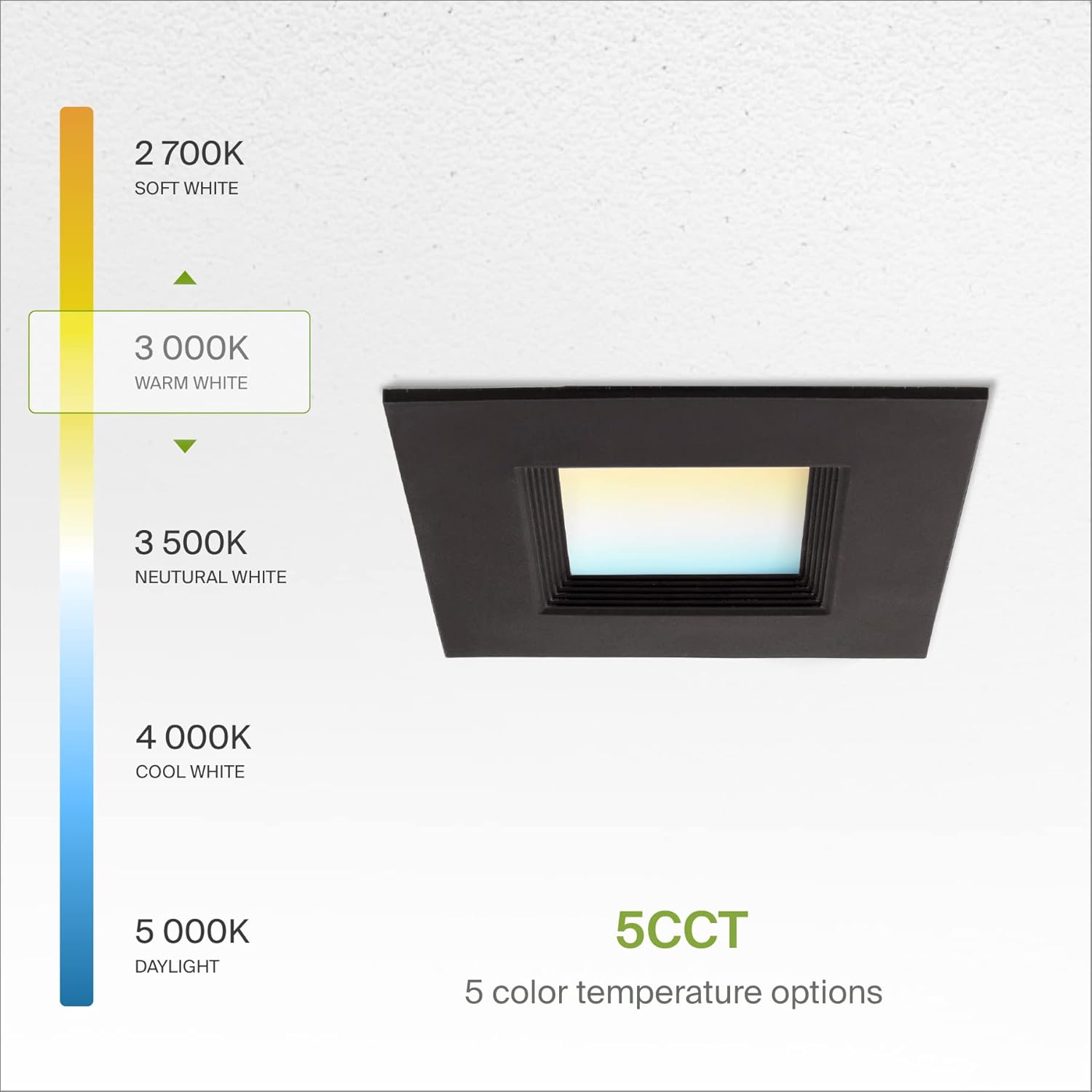 ASD Bronze 6 inch LED Recessed Lighting Square Retrofit Kit 5CCT Selectable 27003000350040005000K Adjustable 12W 1050Lm Wet Rated Dimmable LED