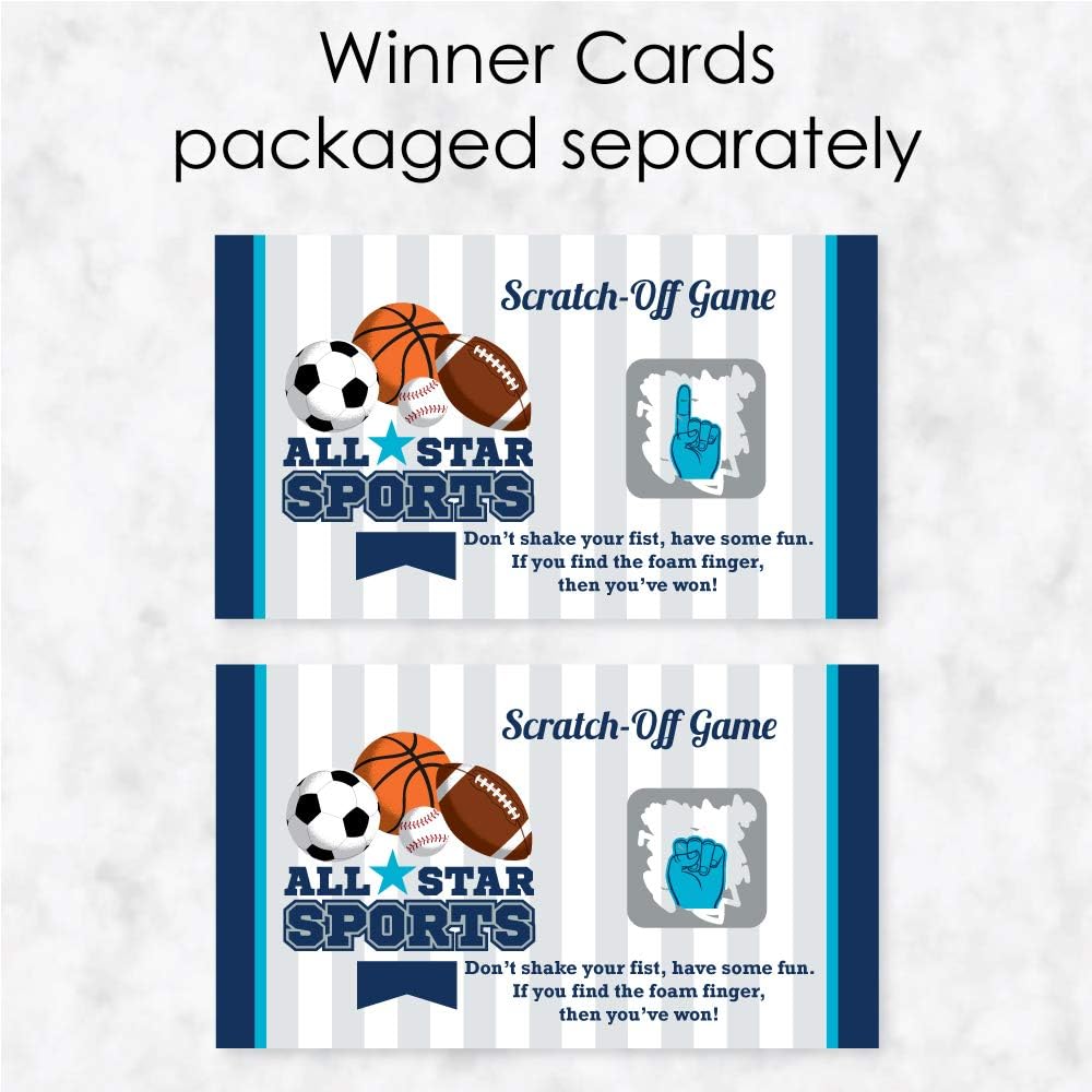 Big Dot of Happiness Go, Fight, Win  Deportes  Baby Shower o cumpleaños juego raspar tarjetas  22 unidades