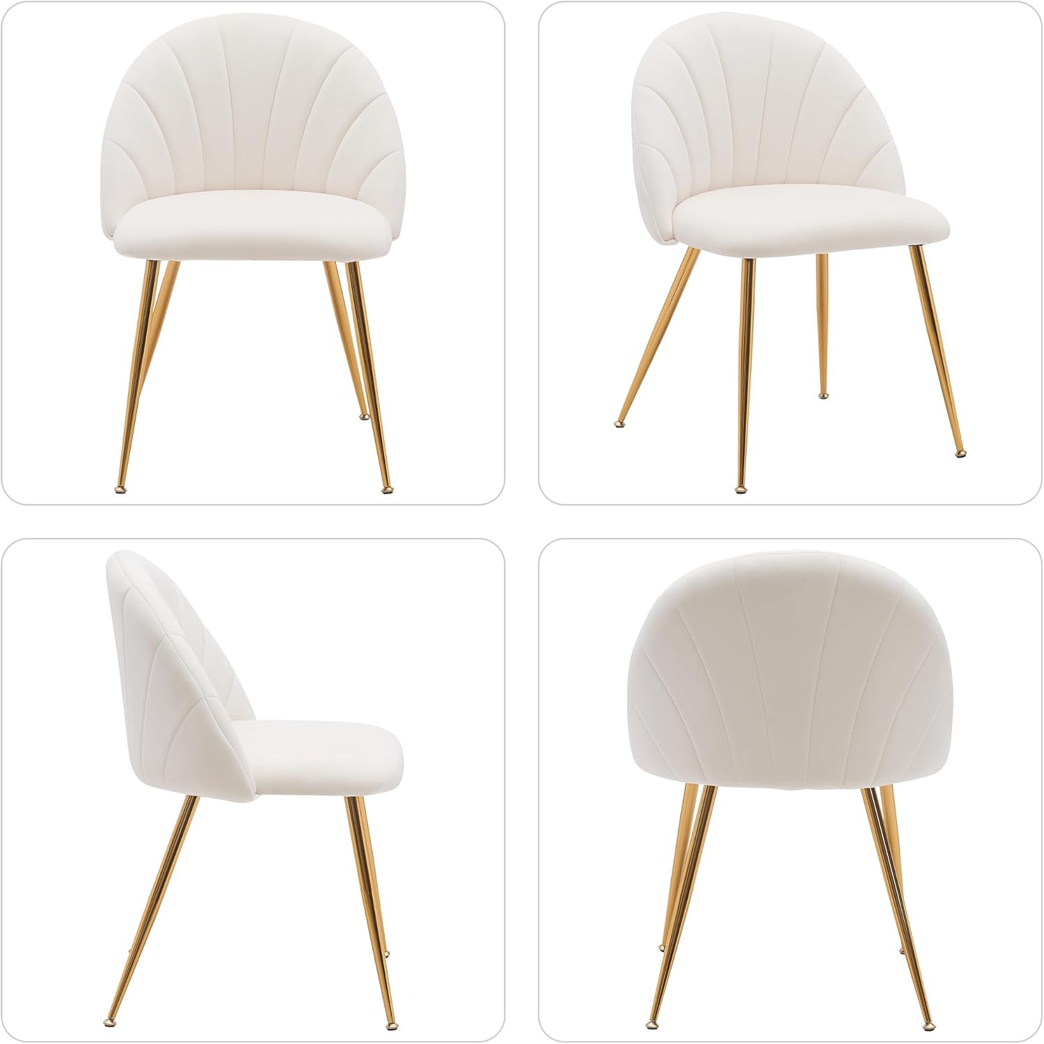 THEETHUNG Velvet Upholstery Dining Chair Set of 2 with Gold Metal Legs, Fabric Dinner Chair, Mid Century Modern Kitchen Chair Mid Back for Bedroom