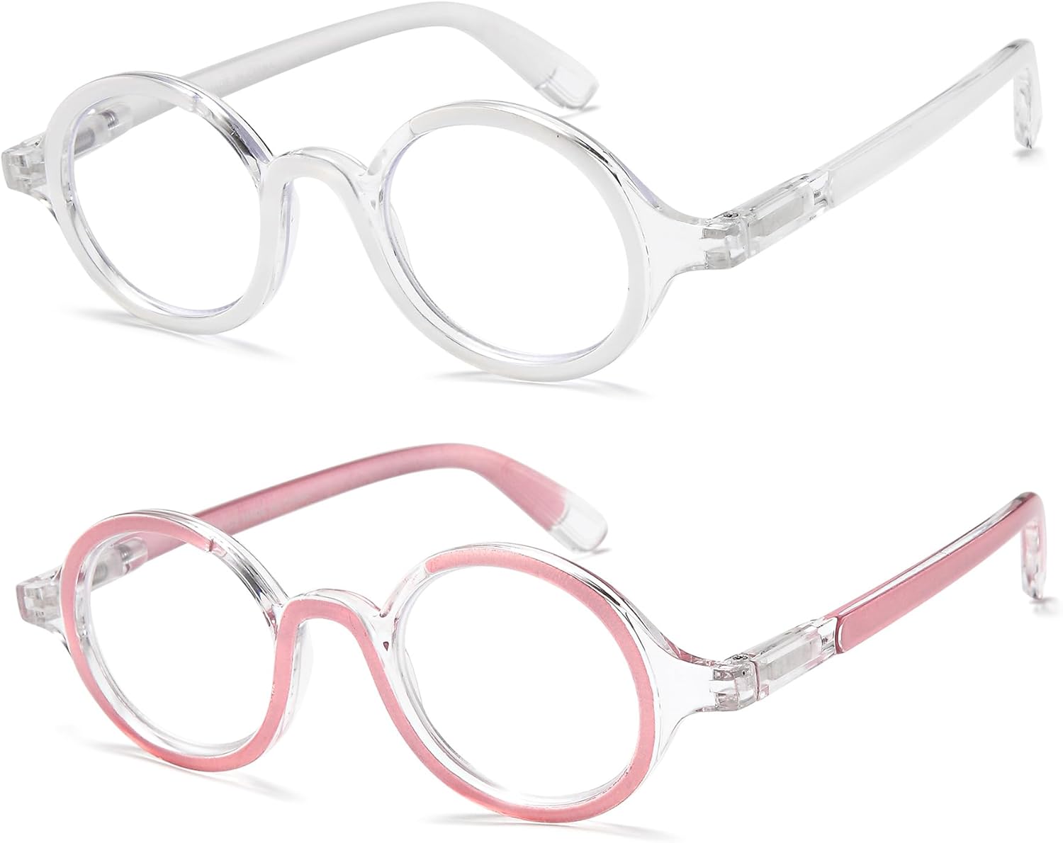 Gafas de lectura para mujeres y hombres, anteojos de lectura redondos con bloqueo de luz azul, paquete de 2 lentes retro para computadora con