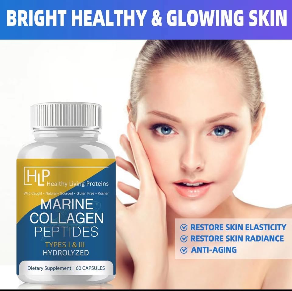 Healthy Living Proteins  Péptidos marinos de colágeno tipo 1 y 111  0.98 onzas de proteína de pescado, pescado silvestre de origen natural, sin OMG,