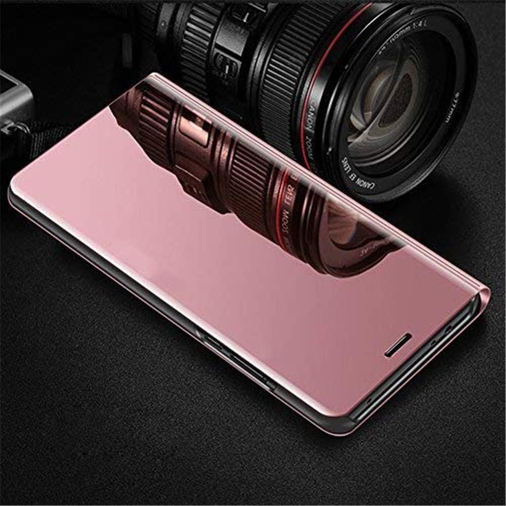 LEECOCO Galaxy Note 10 Plus Funda delgada de lujo transparente con ventana galvanizada espejo Flip Ultra delgado cuerpo completo Kickstand Bookstyle
