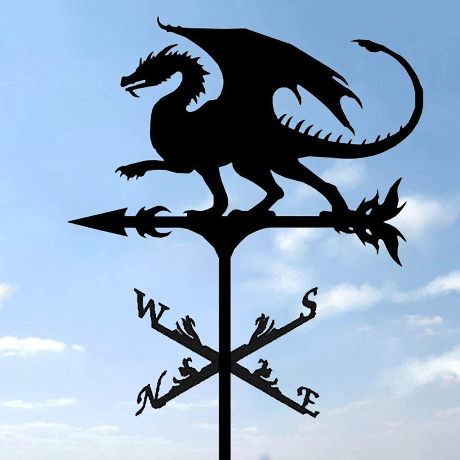 Dragon – Veleta para montaje en techo, techo de cobertizo de metal de 20 pulgadas de altura, adorno de dragón volador para exteriores, patio,