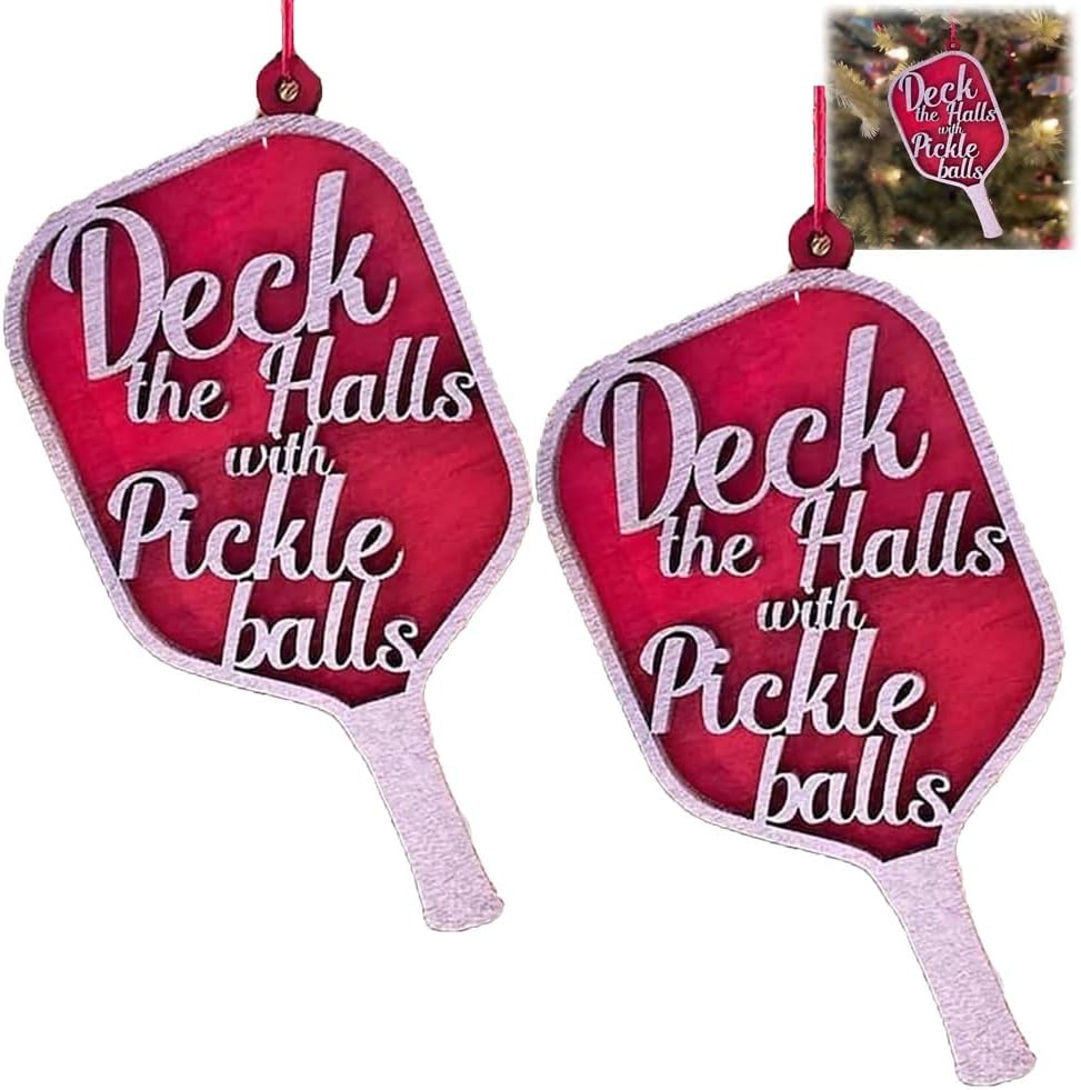 Adorno de Pickleball, adorno de Navidad de pickleball, adorno de madera de Navidad, adorno de Navidad de pickleball, adorno de regalo de bolas de