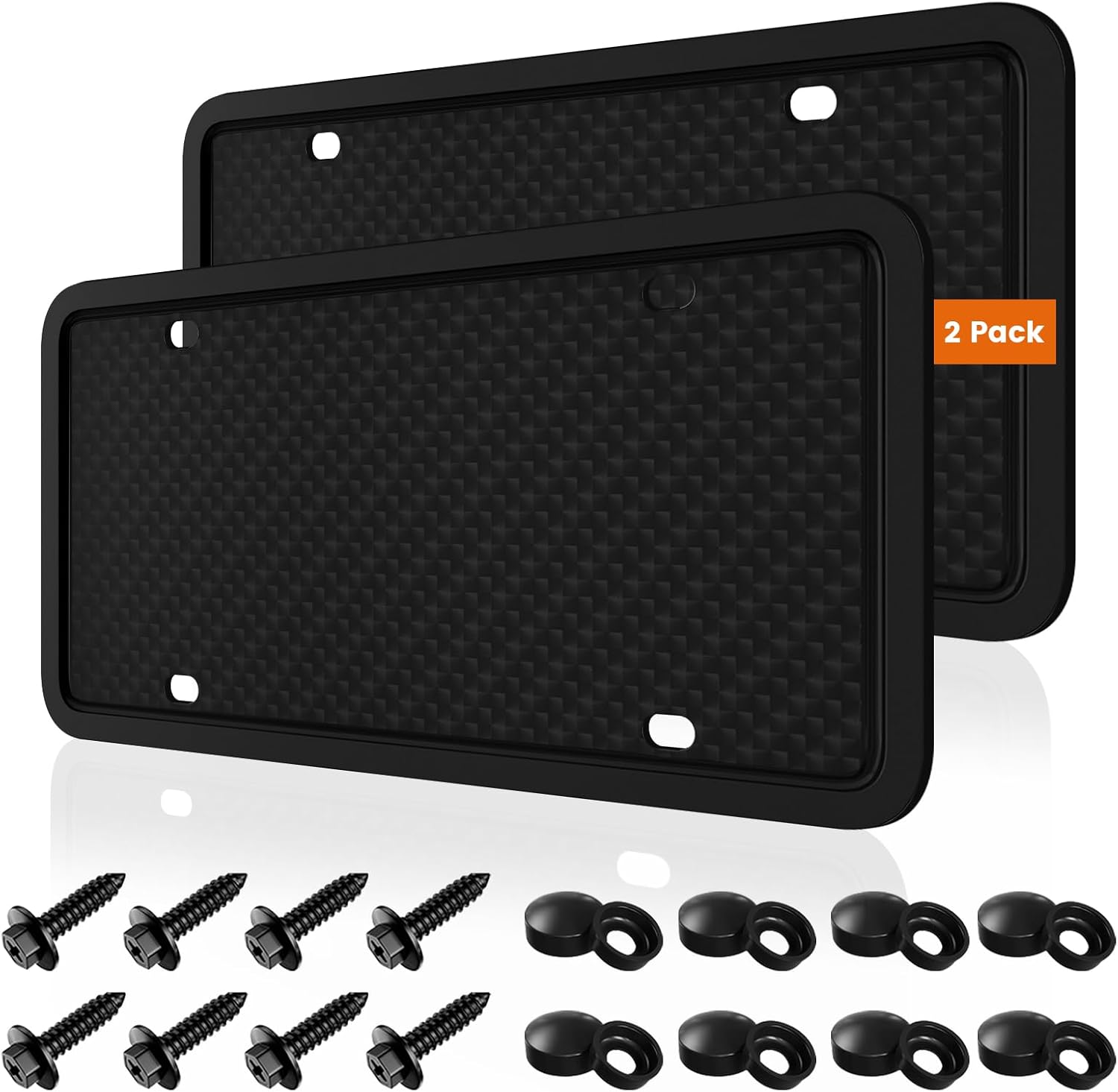 Marcos negros para matrícula, paquete de 2 fundas universales para matrícula de automóvil, soporte universal para placa delantera de automóvil de