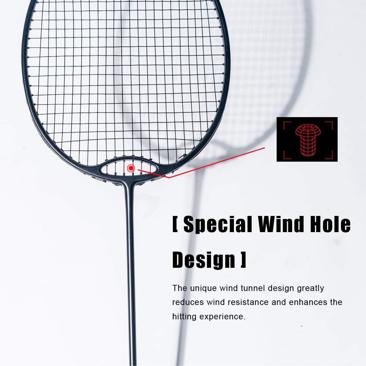 ALPSPORT YX – Raqueta de bádminton con diseño especial de agujero de viento, 4U G4, fibra de carbono, máximo 35 libras, con caja de regalo, raqueta
