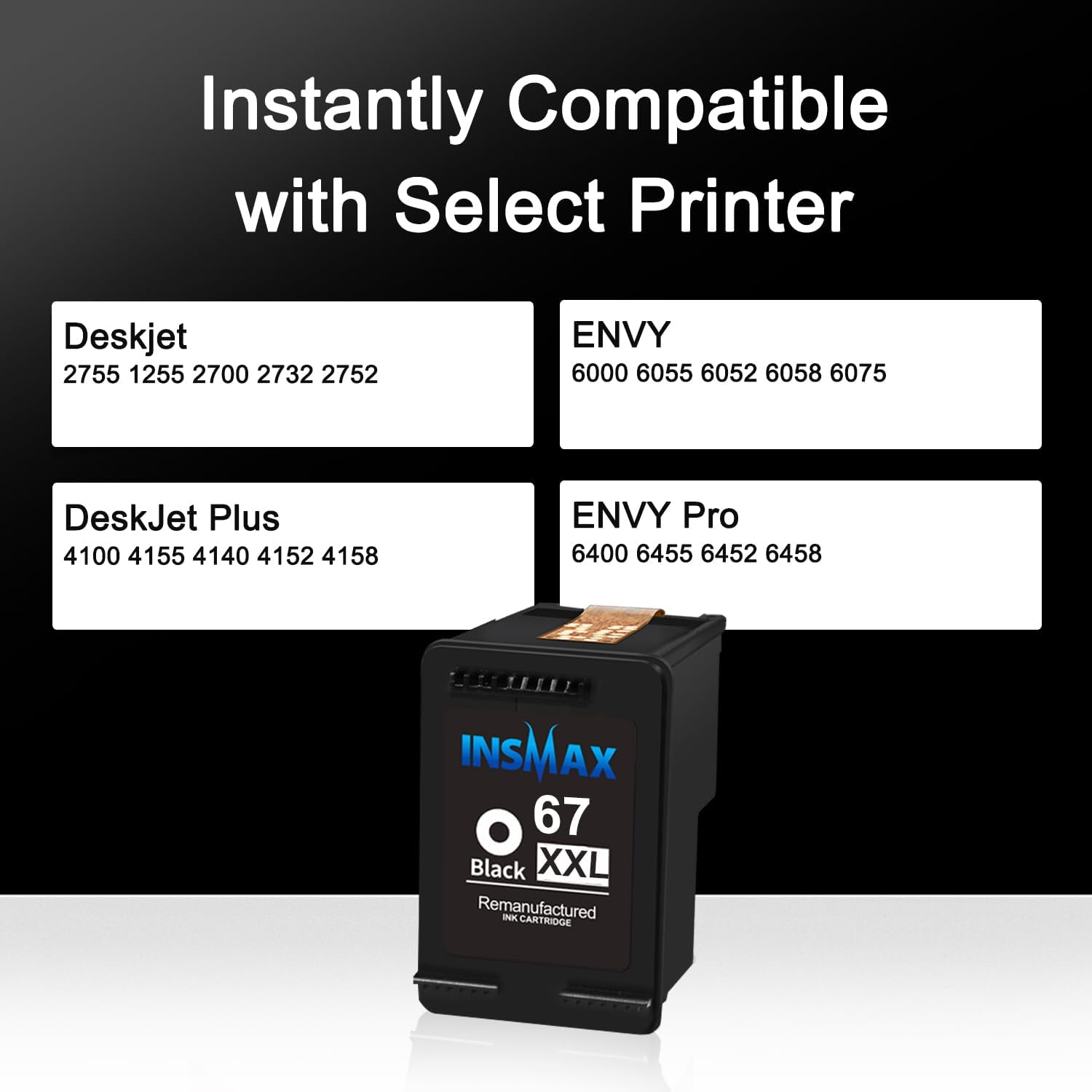 67XXL Cartuchos de tinta negra de alto rendimiento de repuesto para HP Ink 67 67XL 67XXL compatible con 6000 6055 6055e 6052 Envy Pro 6400 6455