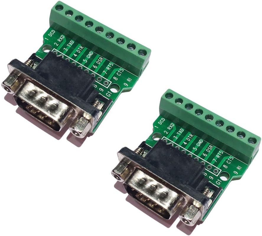 Sysly DB9 RS232 D SUB Adaptador macho a 9 posiciones Terminal Breakout Board 2Pcs