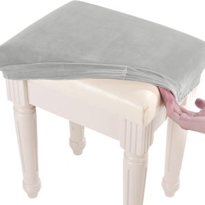 Funda de terciopelo suave para banco de tocador, (15 a 19.5 pulgadas) de largo x (11.8 a 15.7 pulgadas) de ancho, funda de taburete rectangular Funda de terciopelo suave para banco de tocador, (15 a 19.5 pulgadas) de largo x (11.8 a 15.7 pulgadas) de ancho, funda de taburete rectangular