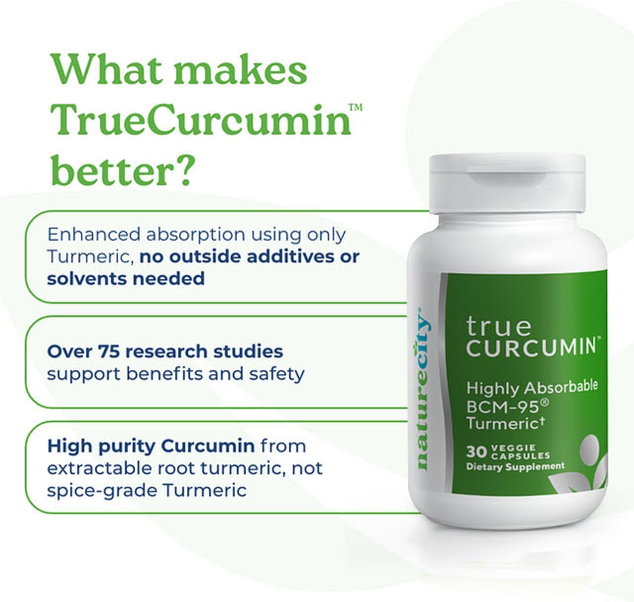 True-Curcumina con 500 mg de curcumina BCM-95 altamente absorbente + aceite esencial de cúrcuma que proporciona hasta 7 veces mejor absorción, apoya