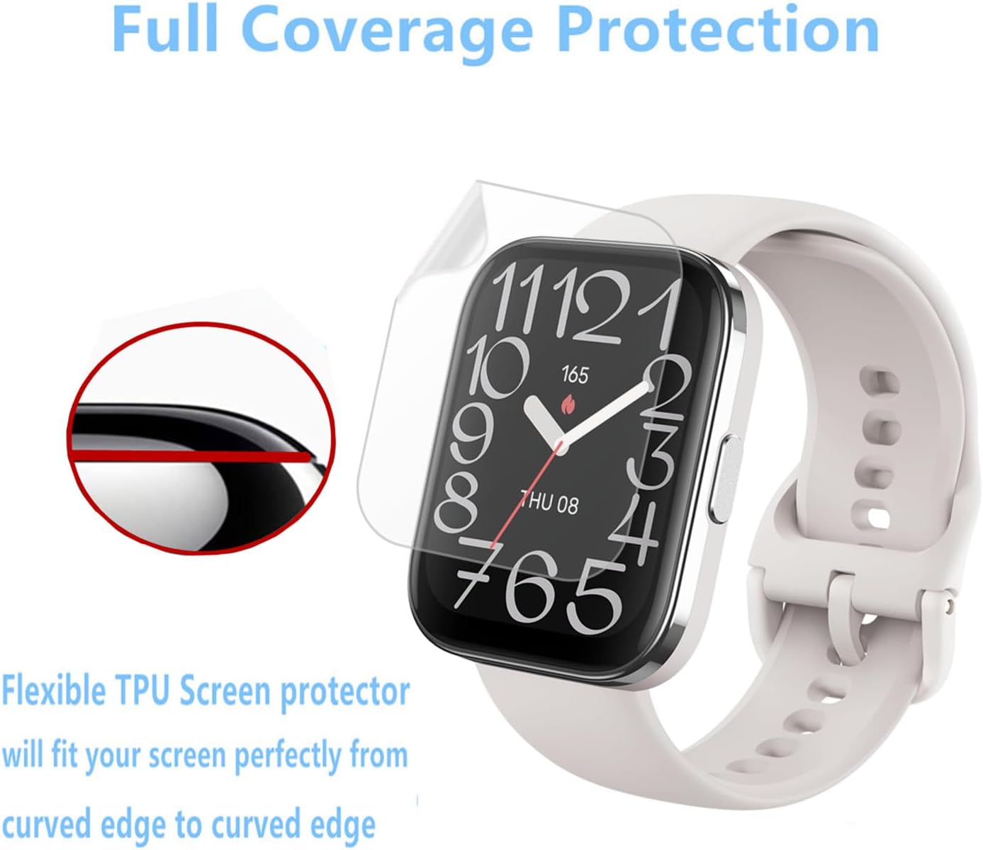Aemus Protector de pantalla compatible con Amazfit Bip 5 Unity (6 unidades) Reloj inteligente flexible cobertura completa película de TPU