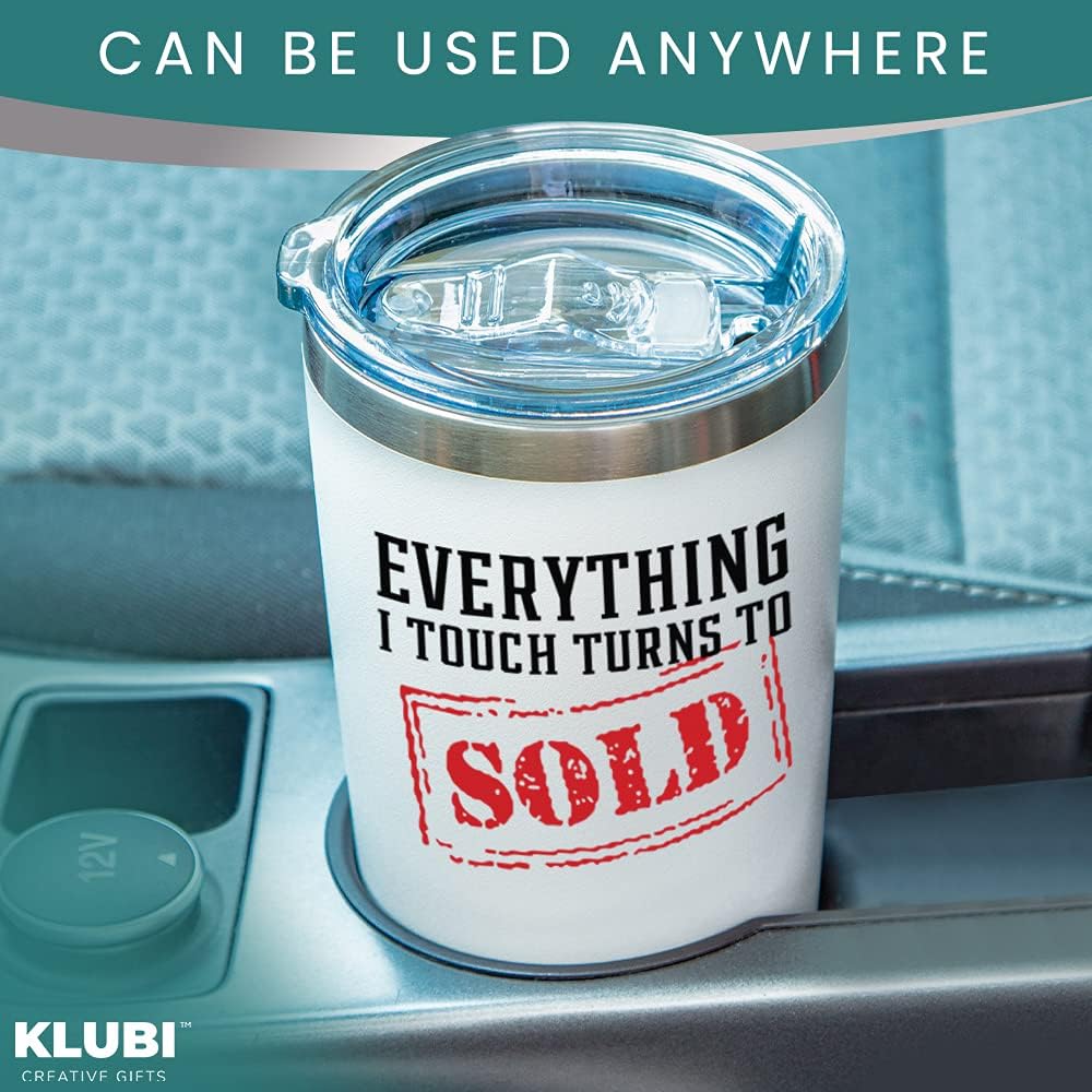 KLUBI Taza de café con texto en inglés “Everything I Touch Turns to Sells” (Todo lo que toque se vuelve a vender) de 20 onzas, idea de regalo para