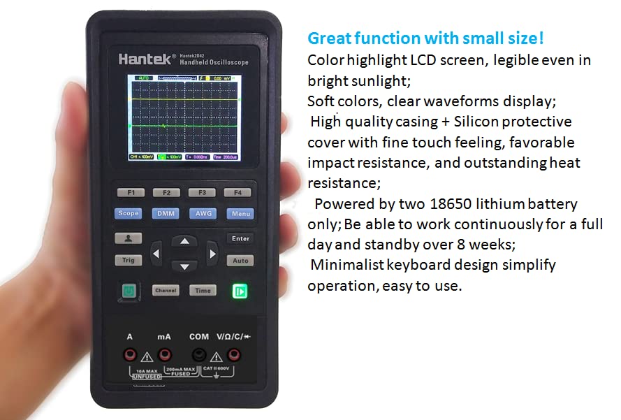 Hantek Osciloscopio Digital Software Portátil Automotriz 2D72 2D42 2C42 2C72 Multímetro Mini Osciloscopio Generador de Señal 3 en 1 USB
