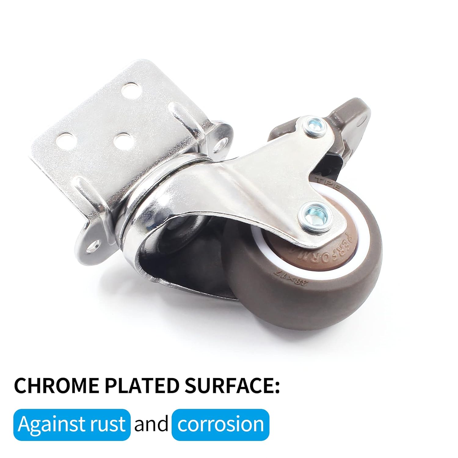 Luomorgo 4 ruedas giratorias en forma de L de 1.5 pulgadas con freno, ruedas silenciosas de goma TPE, repuesto de carcasa de metal para muebles,