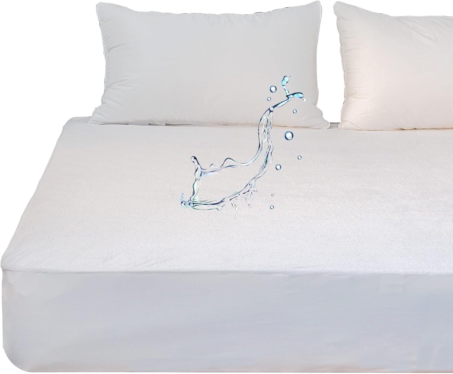 Protector de colchón impermeable tamaño individual  Protector de colchón prémium de rizo de bambú ultra suave y silencioso, transpirable  Funda de