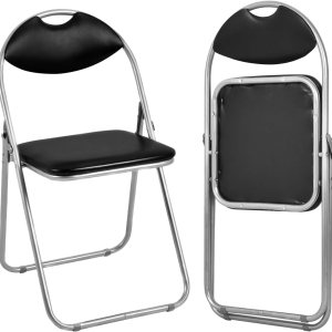 ARLIME Paquete de 2 sillas plegables con asientos acolchados, silla plegable de metal con mango de agarre extra, sillas plegables negras para el ARLIME Paquete de 2 sillas plegables con asientos acolchados, silla plegable de metal con mango de agarre extra, sillas plegables negras para el