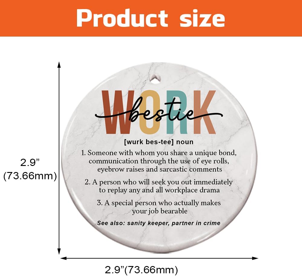Work Bestie Definition – Adornos de cerámica, divertido árbol de Navidad 2023, mejor amigo, compañero de trabajo, regalo de cumpleaños, amistad,