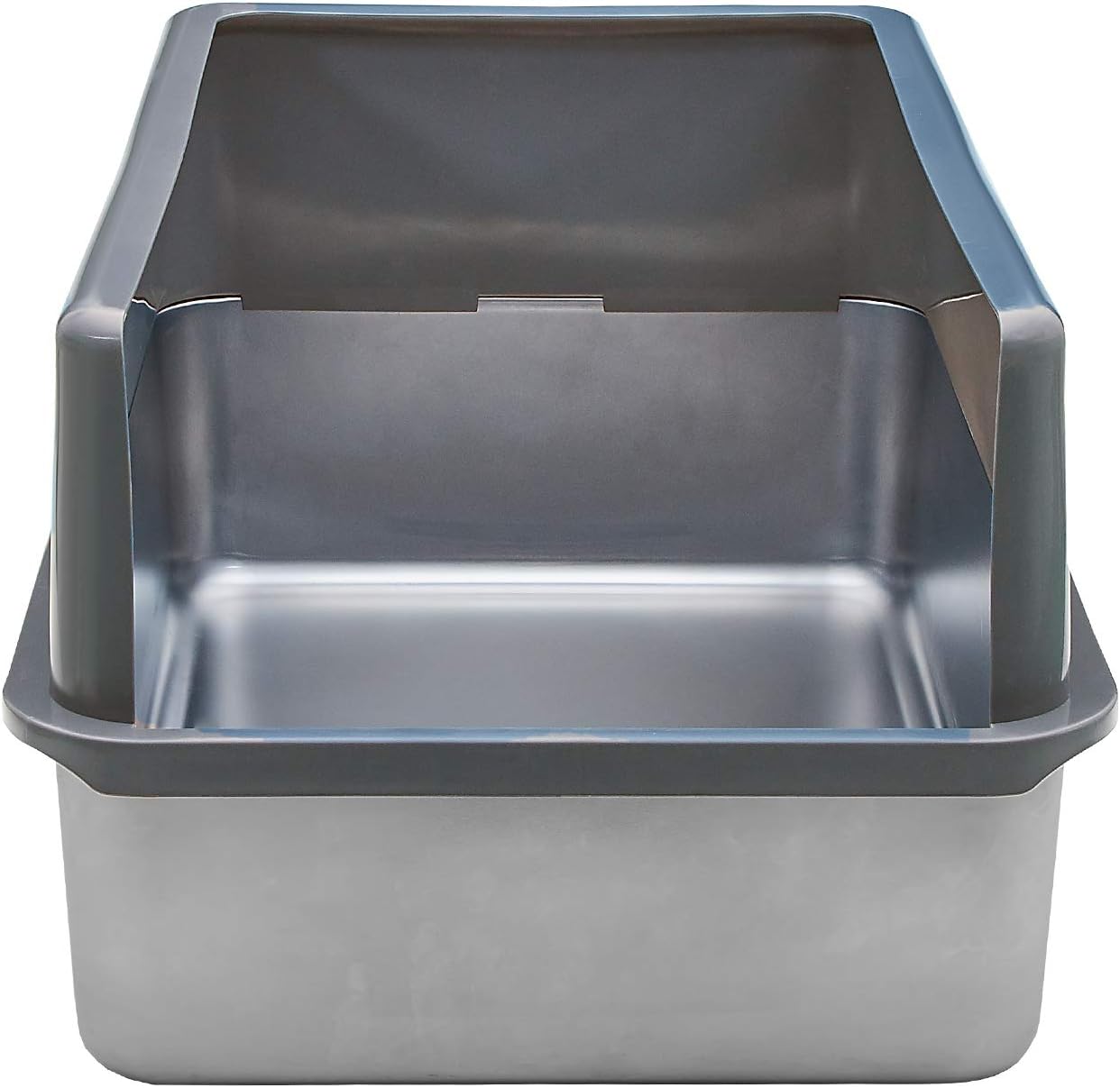 iPrimio Caja de arena XL para gatos  Acero inoxidable grande para cajas, la sartén grande para gatos grandes no está incluida patente pendiente