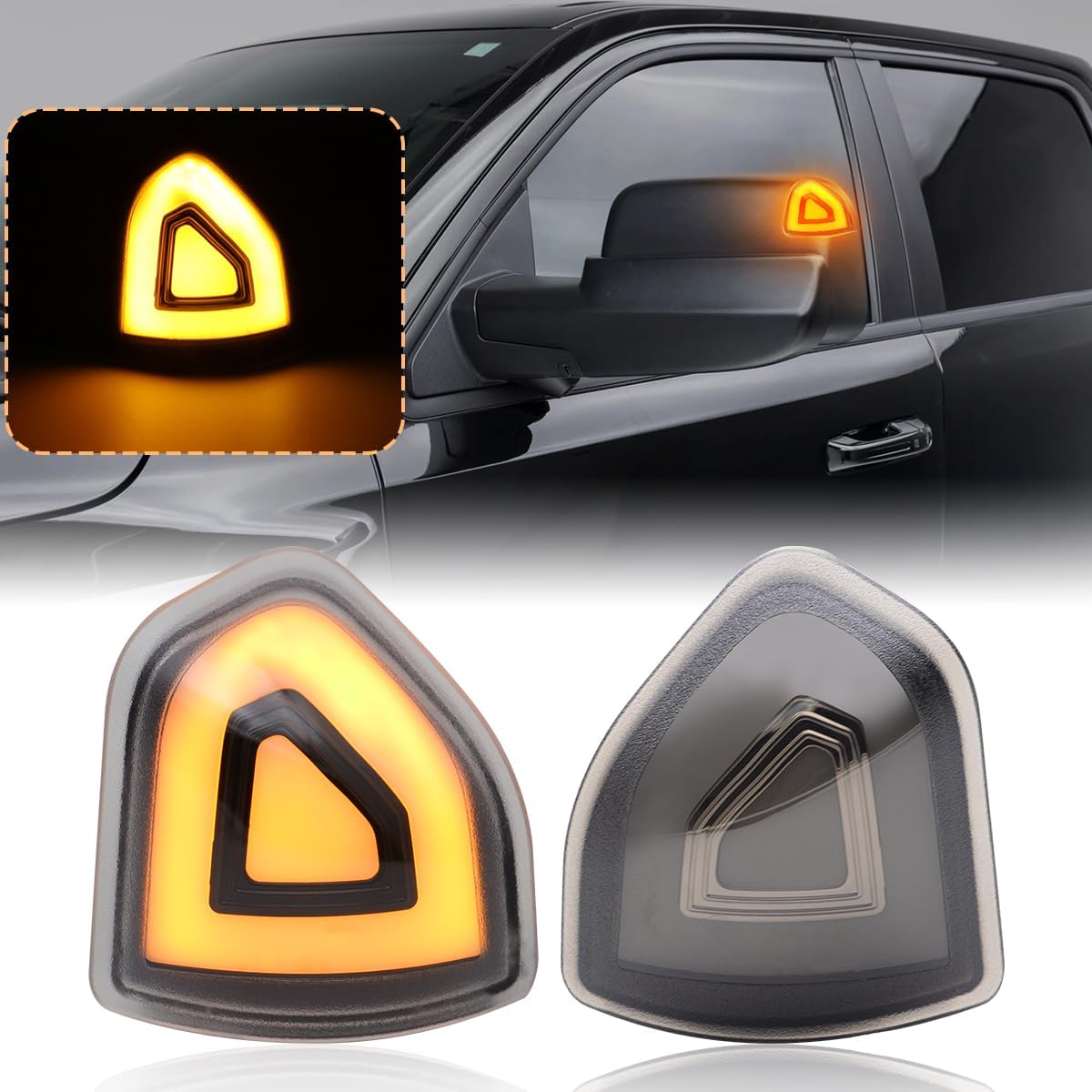 Espejo de remolque lateral, luces intermitentes LED compatibles con Ram 1500 2010-2023para Ram 1500 Classic 2019-2022para Ram 2500 2010-2018para Ram