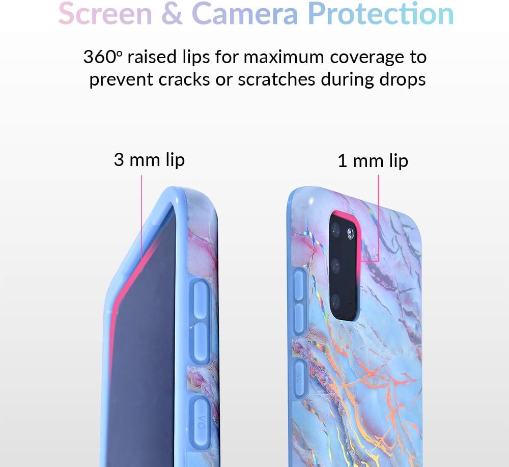 Velvet Caviar Funda compatible con Samsung Galaxy S20+ Plus con diseño de mármol, bonitas fundas protectoras para mujeres y niñas (holográfico rosa