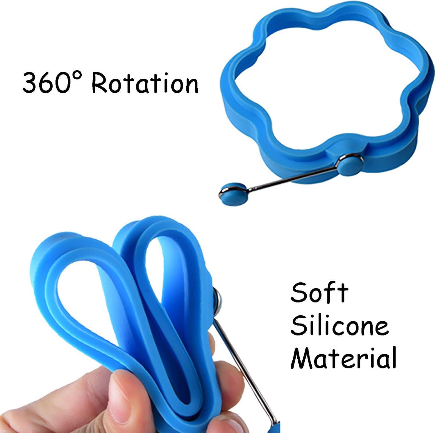 Moldes de silicona para huevos, paquete de 5 moldes reutilizables para huevos fritos con un cepillo de aceite, anillos de cocina antiadherentes,