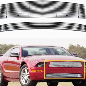 Combo de insertos de rejilla cromada Billet para Ford Mustang V6 Premium 2005-2009 parrilla delantera 2 piezas 2008 2007 2006 Combo de insertos de rejilla cromada Billet para Ford Mustang V6 Premium 2005-2009 parrilla delantera 2 piezas 2008 2007 2006