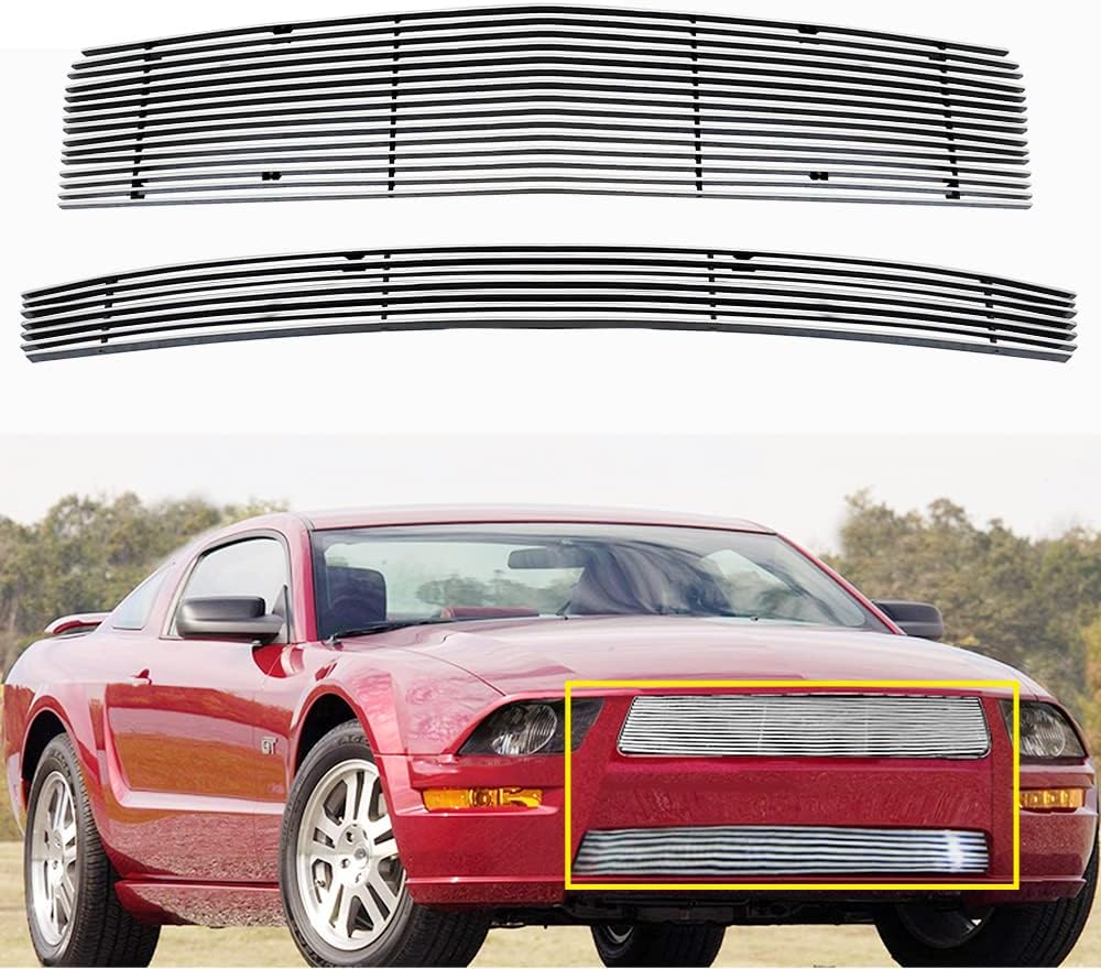 Combo de insertos de rejilla cromada Billet para Ford Mustang V6 Premium 2005-2009 parrilla delantera 2 piezas 2008 2007 2006