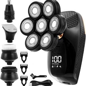 Afeitadoras eléctricas de cabeza para hombres calvos, 7 cabezas flotantes, maquinilla de afeitar multifunción 5 en 1, maquinilla de afeitar de Afeitadoras eléctricas de cabeza para hombres calvos, 7 cabezas flotantes, maquinilla de afeitar multifunción 5 en 1, maquinilla de afeitar de