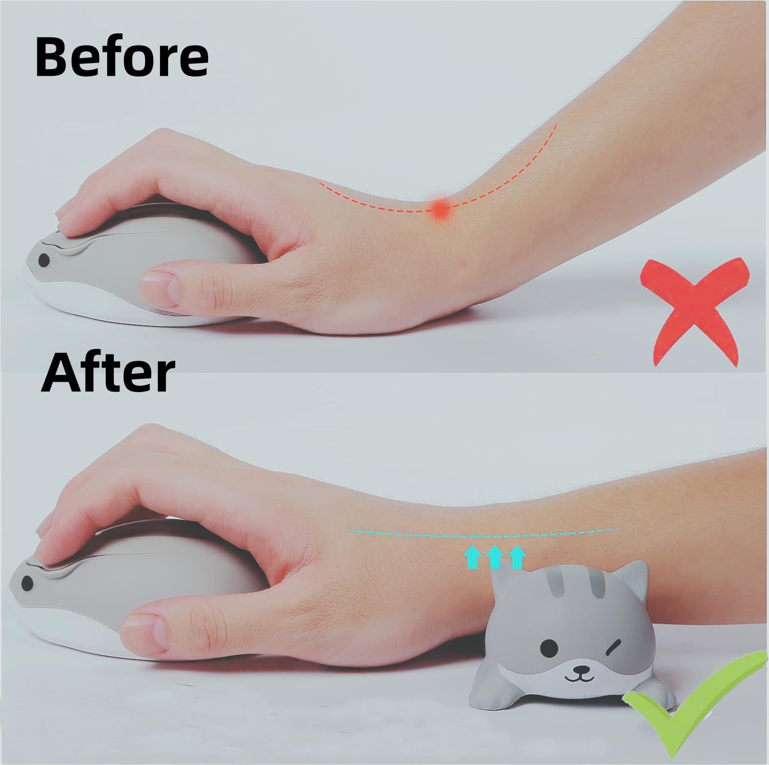 Bonita alfombrilla para mouse con reposamuñecas, mini soporte para mouse y computadora, reposabrazos para escritorio, diseño ergonómico de espuma