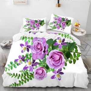 Juego de funda de edredón con estampado floral de color blanco, funda de edredón de microfibra suave y 2 fundas de almohada de 20 x 26 pulgadas, Juego de funda de edredón con estampado floral de color blanco, funda de edredón de microfibra suave y 2 fundas de almohada de 20 x 26 pulgadas,