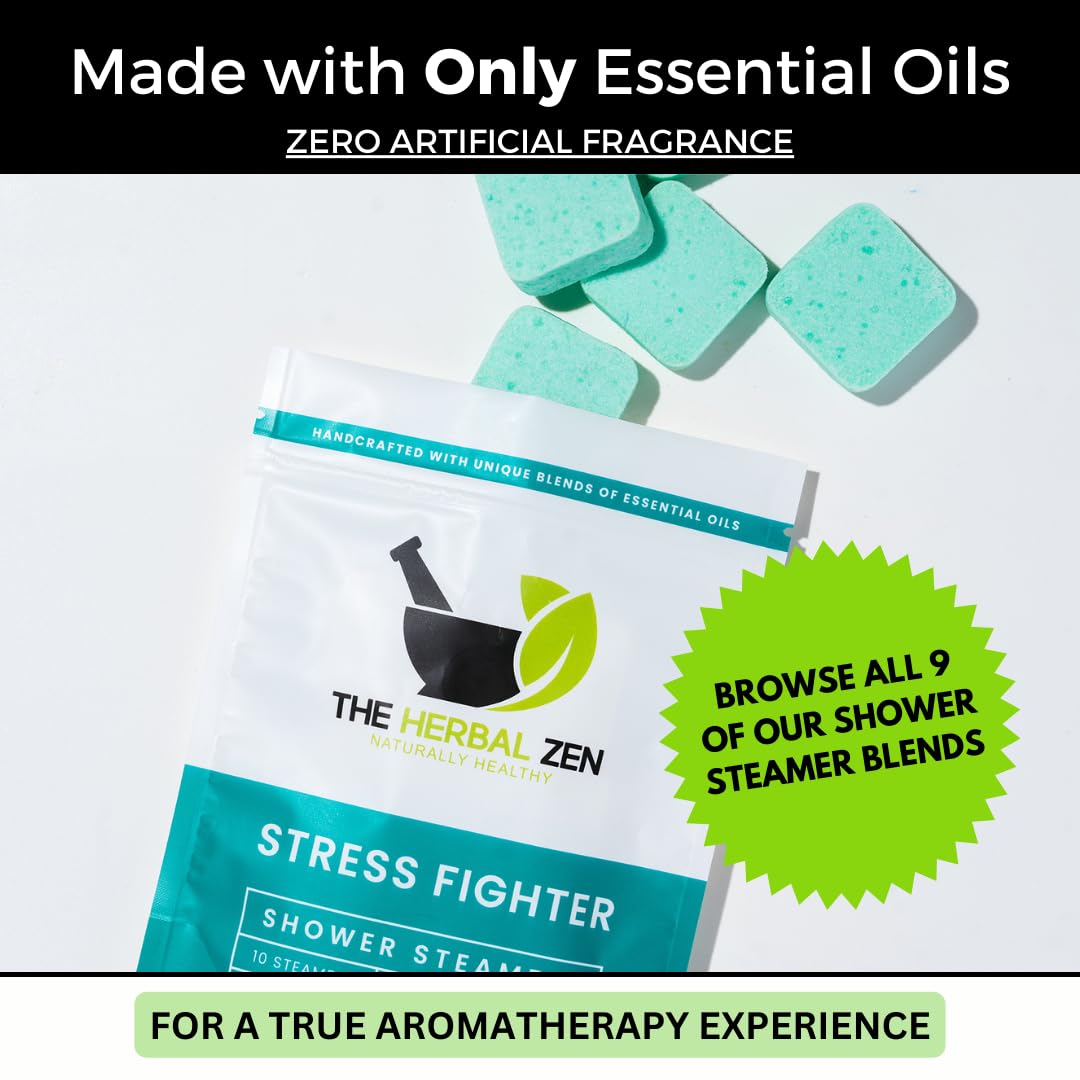 Stress Fighter Shower Steamers Aromatherapy with Essential Oils, Made in the USA Shower Bombs, Shower Bomb Aromatherapy, Relaxing Gifts for Women,
