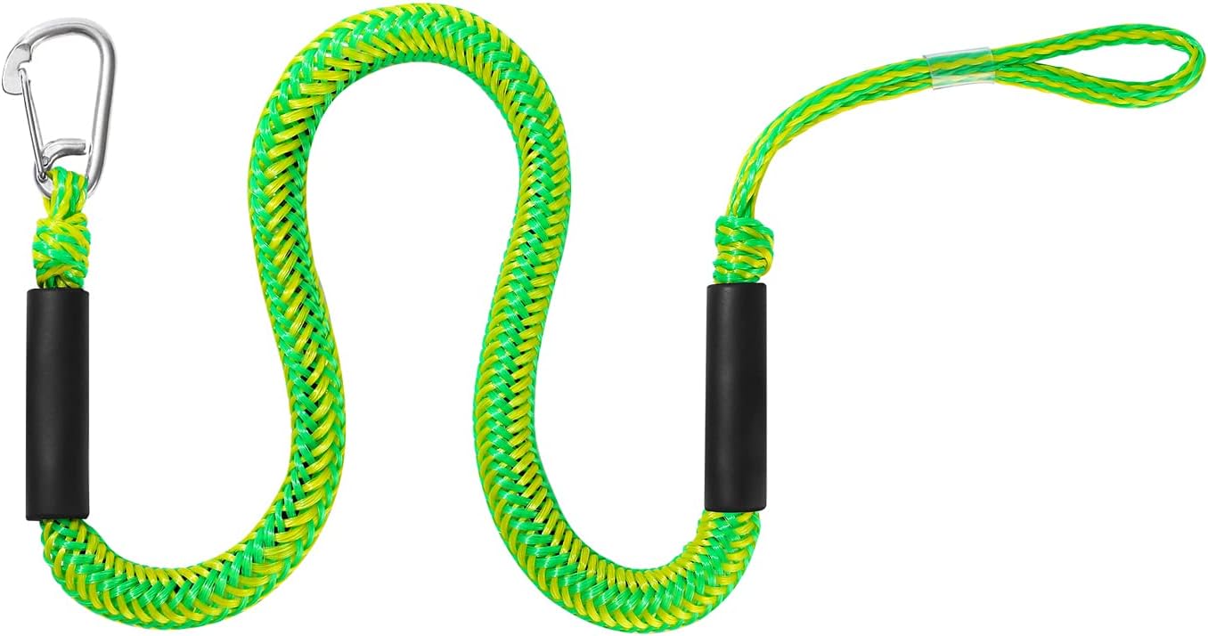 Líneas de muelle elástico para barcos, líneas de amarre marinas, cuerda de barco para acoplamiento con lazo y clip accesorios para moto acuática,