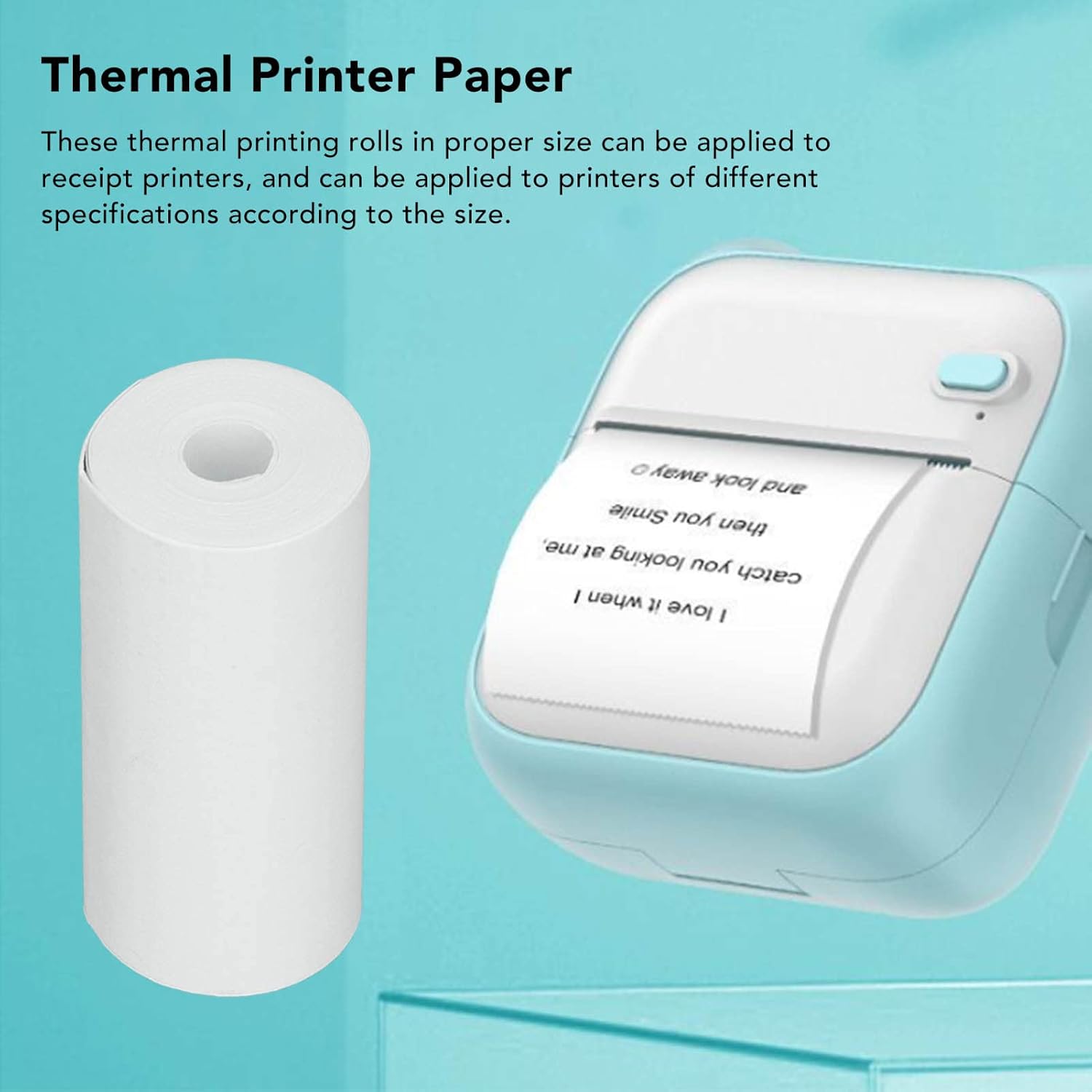 10 rollos de papel térmico para impresora térmica, 2.24 x 0.98 pulgadas, papel térmico termosensible blanco imprimible para impresora pequeña