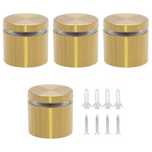 4 juegos de tornillos de separación de acero inoxidable dorados, letreros de montaje en pared, accesorios para colgar marcos de fotos de vidrio 4 juegos de tornillos de separación de acero inoxidable dorados, letreros de montaje en pared, accesorios para colgar marcos de fotos de vidrio