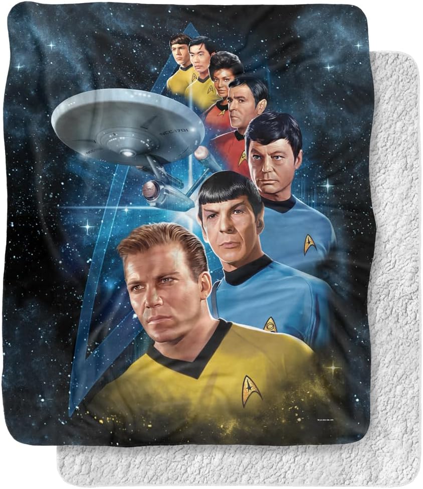 Star Trek – Manta de 50 x 60 pulgadas, manta de sherpa de tacto sedoso de Among The Stars, manta supersuave