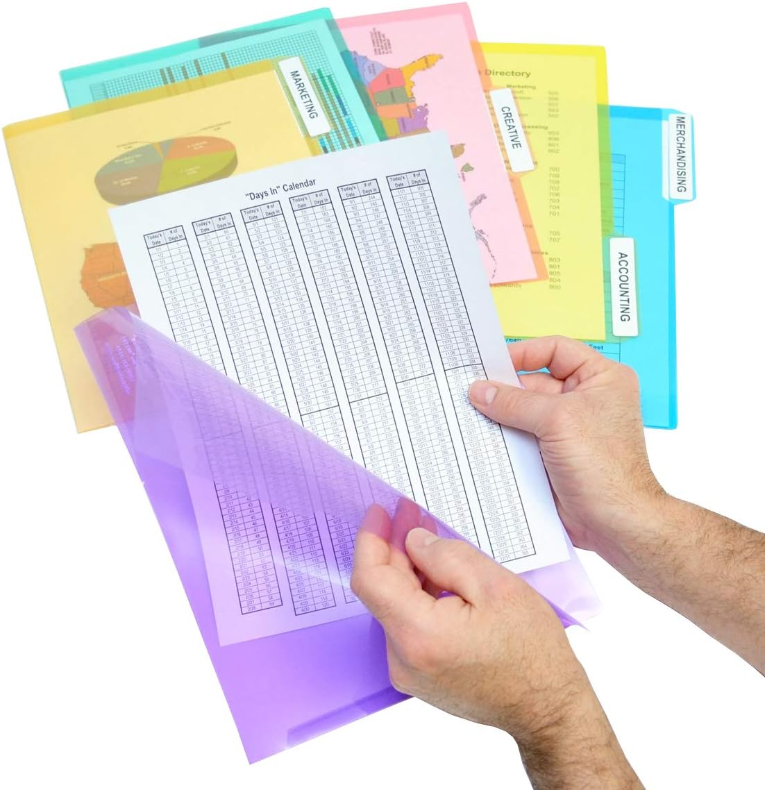 Ultimate Office PocketFile – Carpeta de documentos de polietileno transparente, 3er corte, tamaño carta, en 6 colores surtidos, juego de 36