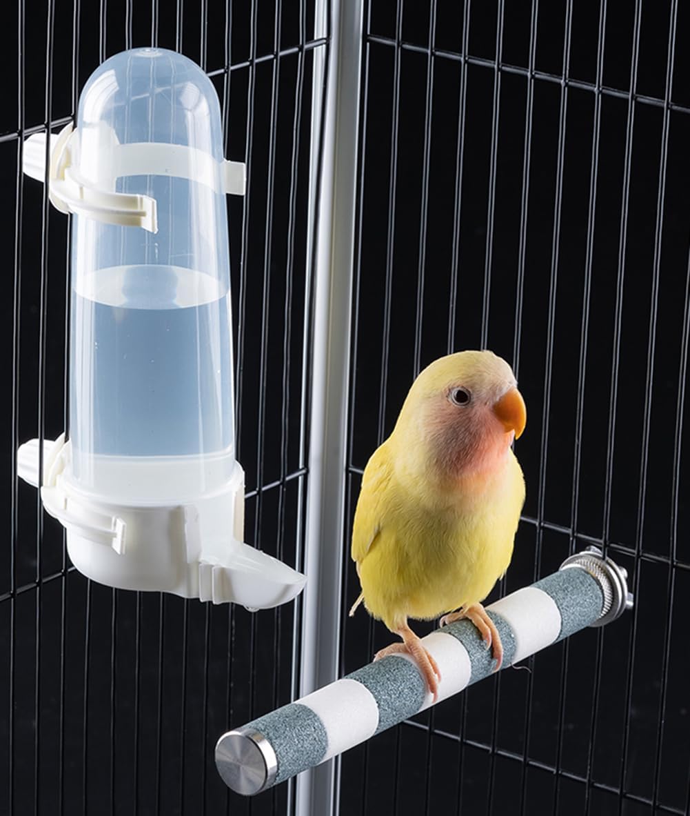 Bebedero para pájaros para mascotas, comedero de agua de loro de 8.45 onzas líquidas, dispensador de agua automático suspendido en jaula para