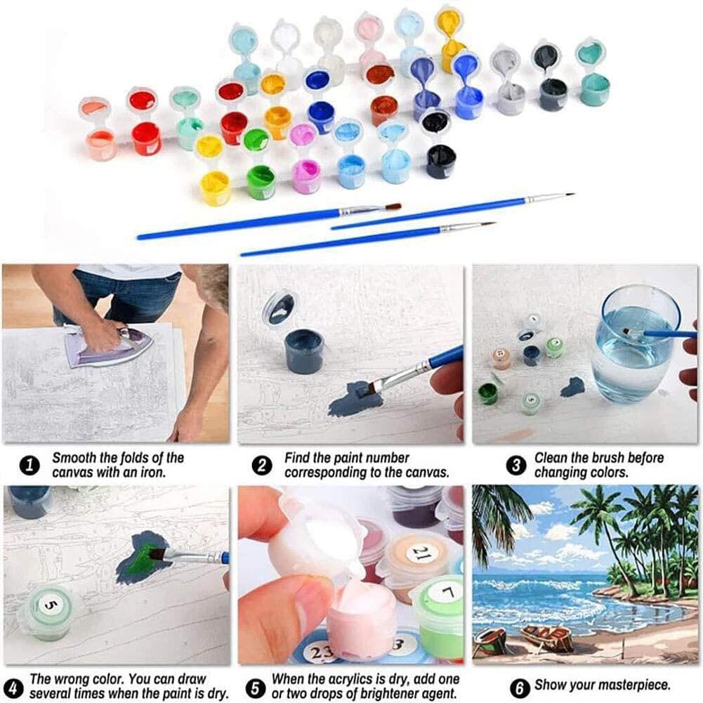 FQOVKYN Paquete de 4 pinturas por números para adultos, kit de pintura por números de animales lindos para adultos principiantes, pintura acrílica