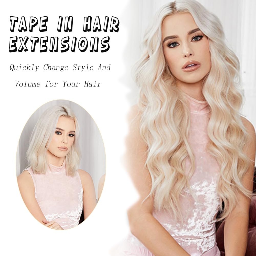 Extensiones de cabello con cinta, 10 unidades, 1.76 oz, extensiones de cabello sintético rizado, ondulado, de 20 pulgadas, extensiones de cabello