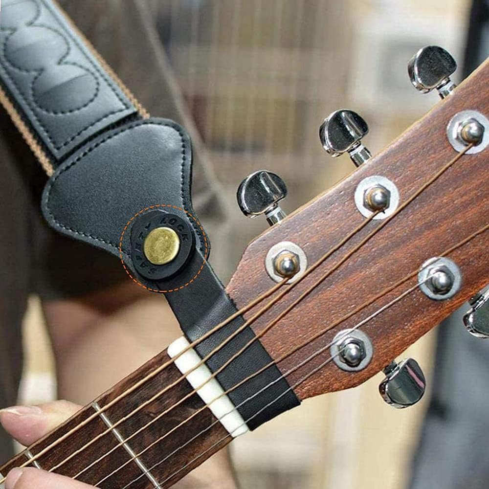 Juego de 2 correas de metal resistente para guitarra con tornillo de fácil extracción, 2 unidades