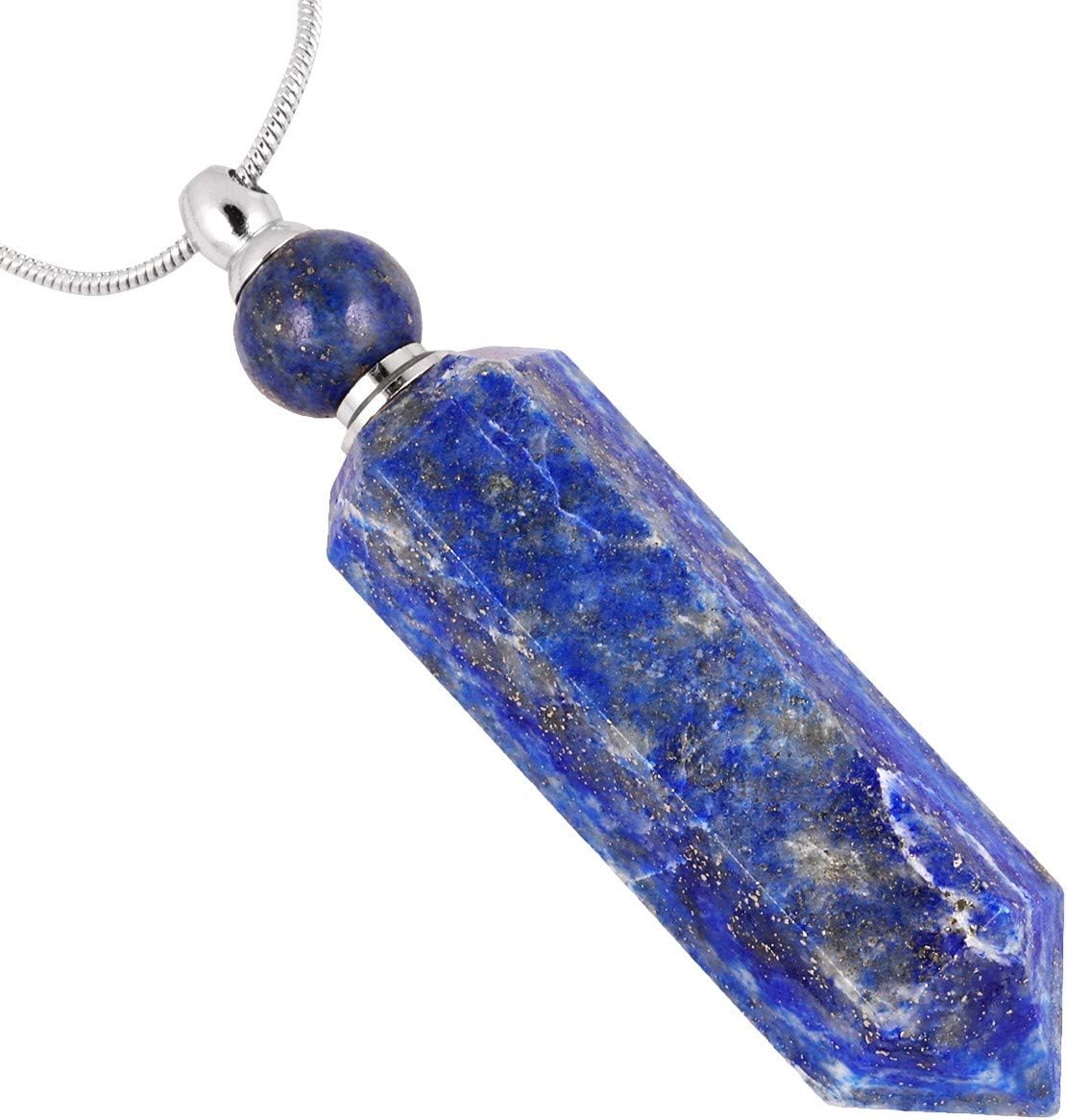 SUNYIK Collar difusor de aceite esencial de piedra para mujer, colgante hexagonal puntiagudo de cristal curativo con cadena para hombres, 28 pulgadas
