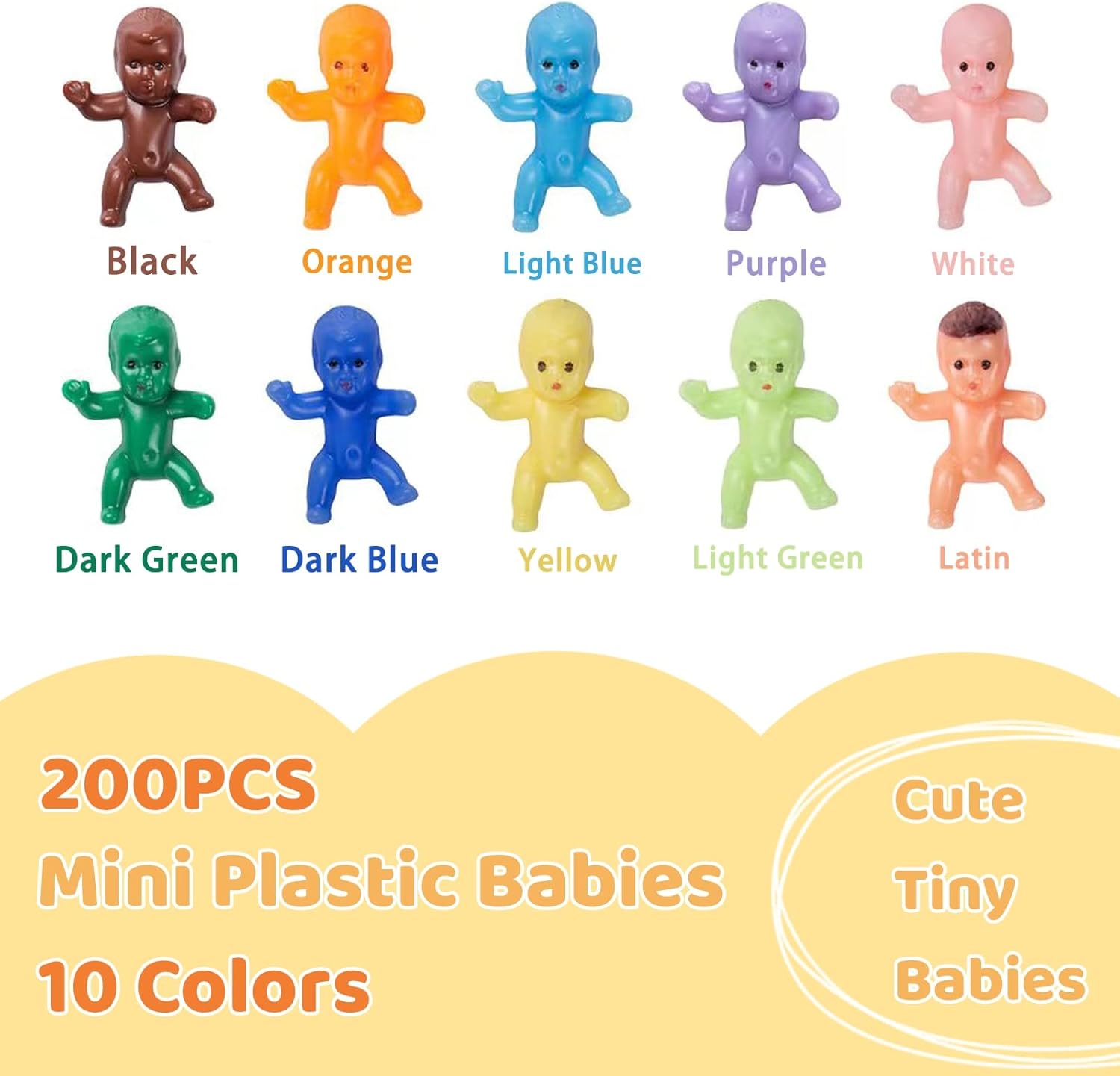 200 mini figuras de plástico para bebés, mini figuras de bebé de 1 pulgada, pastel de rey, bebés de plástico para juegos de cubitos de hielo, juegos