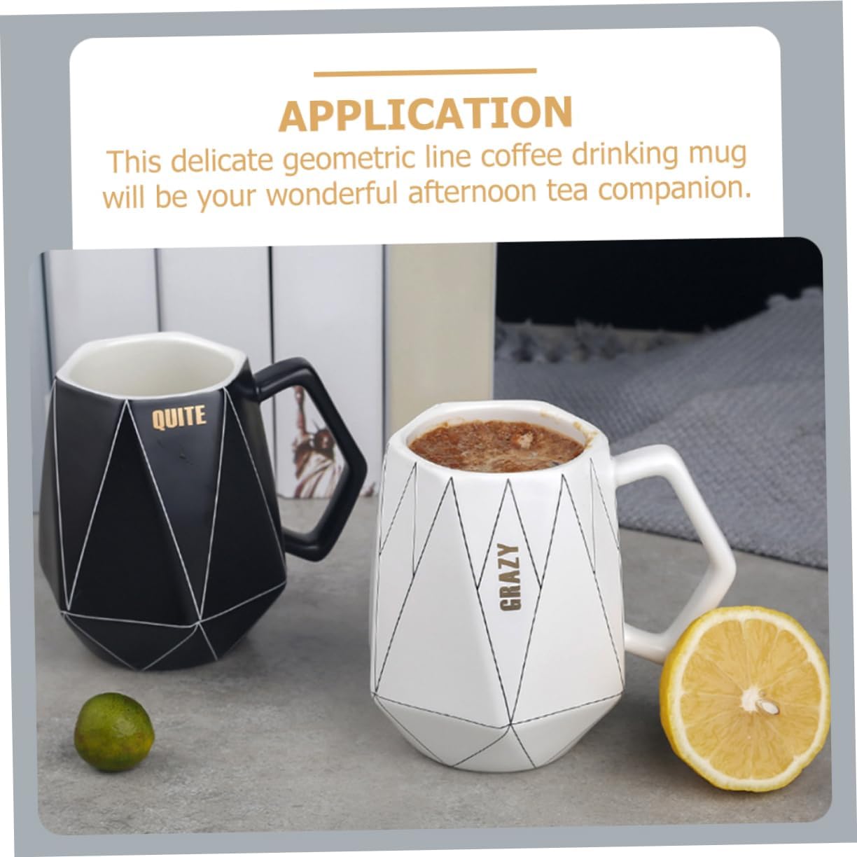 Mug Tea Cups with Lid Coffee Cups with Lids Ceramic Coffee Cup Porcelain Tea Cup Geometric Ceramic Cup Geometric Line Ceramic Cup Enamel Milk Cup
