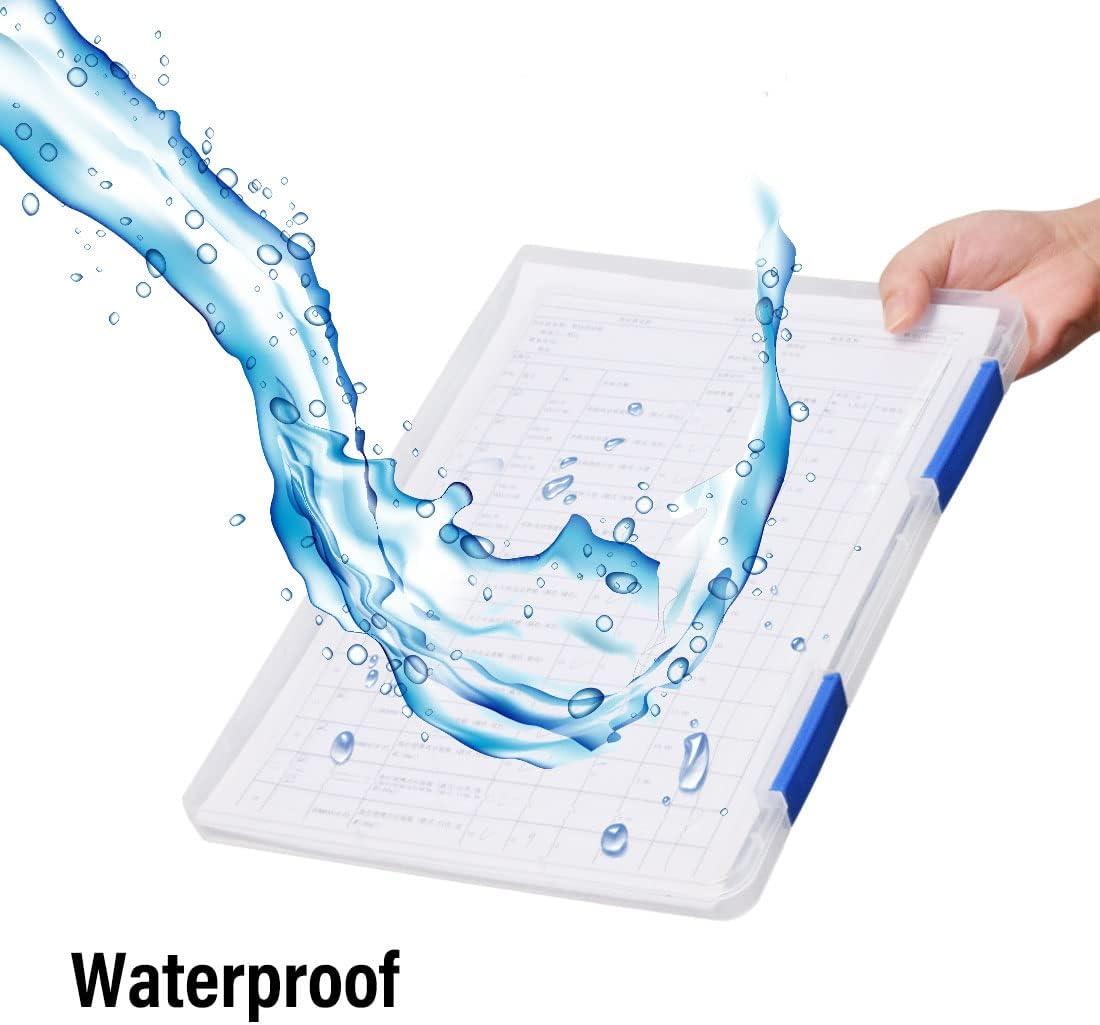 Lemical Caja de archivos portátil A4 para revistas, organizador de documentos con cierre de hebilla, contenedor de plástico transparente,